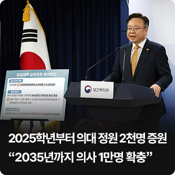 2025학년부터 의대 정원 2천명 증원 “2035년까지 의사 1만명 확충”