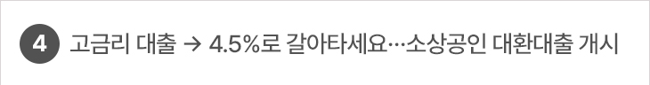 4. 고금리 대출 → 4.5%로 갈아타세요…소상공인 대환대출 개시