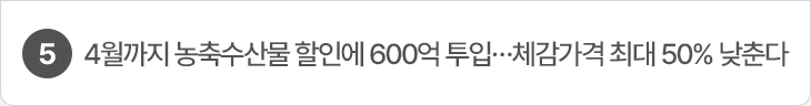 5. 4월까지 농축수산물 할인에 600억 투입…체감가격 최대 50% 낮춘다