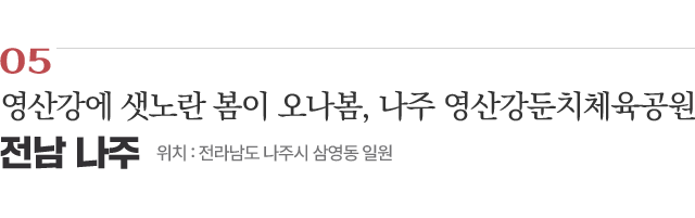 05 영산강에 샛노란 봄이 오나봄, 나주 영산강둔치체육공원 / 위치 : 전라남도 나주시 삼영동 일원 / 자세히보기