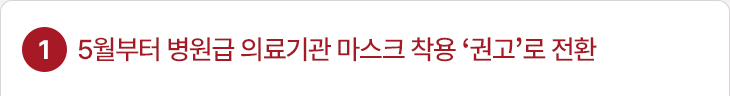 1. 5월부터 병원급 의료기관 마스크 착용 ‘권고’로 전환