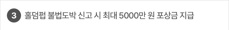 3. 홀덤펍 불법도박 신고 시 최대 5000만 원 포상금 지급