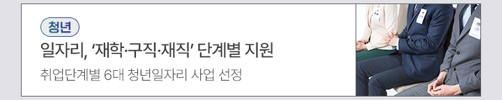 (청년) 일자리, '재학·구직·재직' 단계별 지원 - 취업단계별 6대 청년일자리 사업 선정