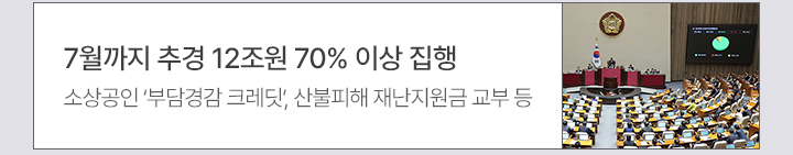 7월까지 추경 12조원 70% 이상 집행 소상공인 부담경감 크레딧, 산불피해 재난지원금 교부 등