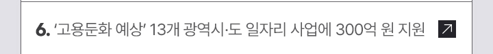 6. 고용둔화 예상 13개 광역시·도 일자리 사업에 300억 원 지원