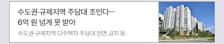 수도권·규제지역 주담대 조인다…6억 원 넘게 못 받아 수도권·규제지역 다주택자 주담대 전면 금지 등