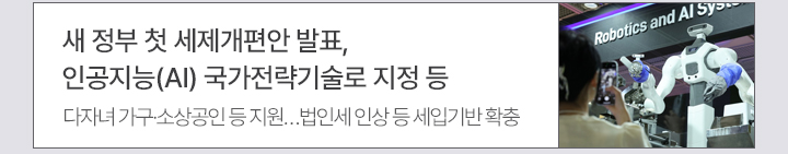 새 정부 첫 세제개편안 발표, 인공지능(AI) 국가전략기술로 지정 등 - 다자녀 가구·소상공인 등 지원…법인세 인상 등 세입기반 확충
