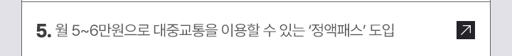 5. 월 5~6만원으로 대중교통을 이용할 수 있는 정액패스 도입
