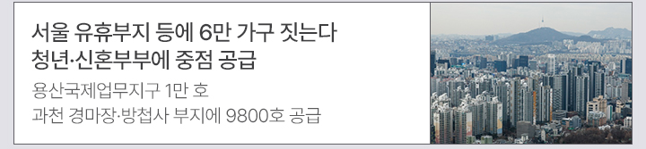 서울 유휴부지 등에 6만 가구 짓는다&hellip;청년&middot;신혼부부에 중점 공급: 용산국제업무지구 1만 호, 과천 경마장&middot;방첩사 부지에 9800호 공급