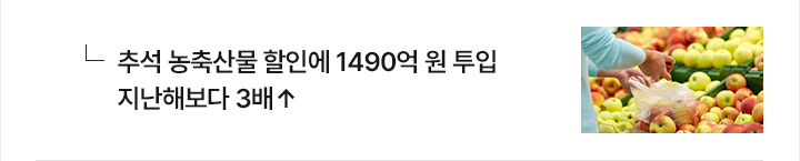 추석 농축산물 할인에 1490억 원 투입&hellip;지난해보다 3배&uarr;